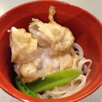 Nanzan GiroGiro - Shirako Tempura, Somen noodle, Brussels sprouts pickled in vinegar, Snow pea, and Soybean sprout sauce, & Dipping soy sauce - Japanese Near Me - Honolulu, Hawaii