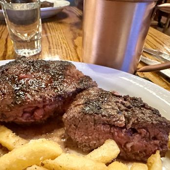 Hamley Steakhouse & Saloon - Caesar salad, Top Sirlion, Fries amd homemade dipping sauce's. - Steakhouses Near Me - Pendleton, Oregon