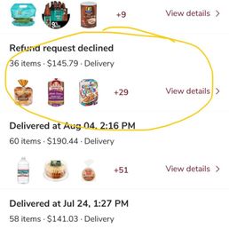Proof of purchases and request denial Proof of purchases and request denial