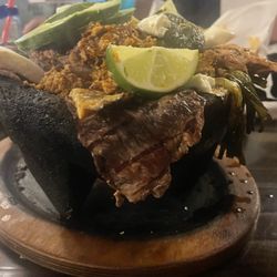 1800 Mexican Restaurant - Molejete Monterrey Steak, chicken, pork, chorizo and shrimp, grilled jalapeno, and cactus.