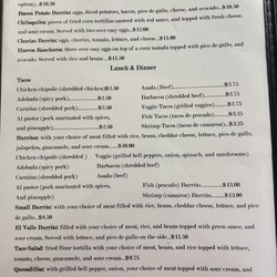 El Valle Mexican Restaurant - Menu 2023