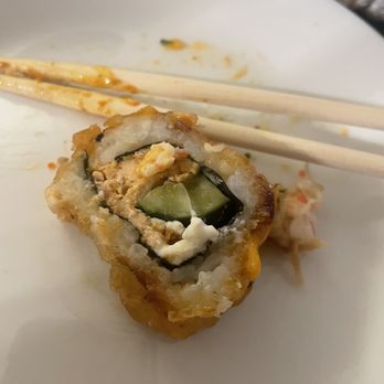 Sushi Day - Cream cheese in a Highway roll... not sure why they added it - Sushi Bars Near Me - San Jose, California