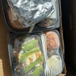 John's Market - 2 orders of BBQ chicken plate with tortillas, and utensils well packed.