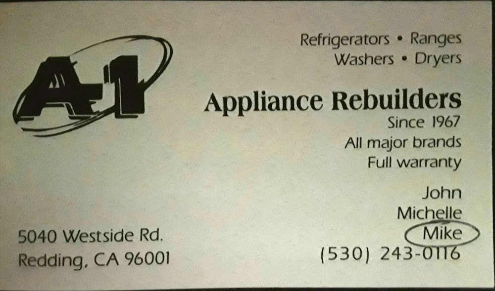 A 1 APPLIANCE Updated July 2024 5040 Westside Rd, Redding, California Appliances & Repair