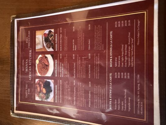 Menu photo 1 Manna African Kitchen Spring, TX