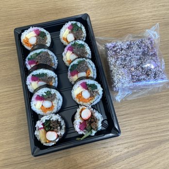Purple Rice - Beef gimbap and ube crispy - Korean Near Me - Austin, Texas