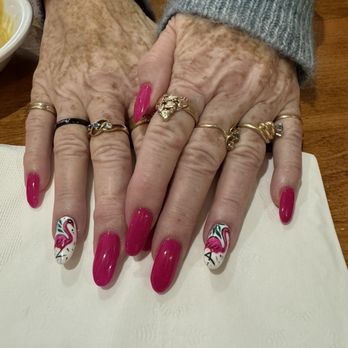 Nails 2005 - My hand painted flamingos to go to my 50th class reunion in Massachusetts. Thx Tracy - Nail Salons Near Me - Kennewick, Washington