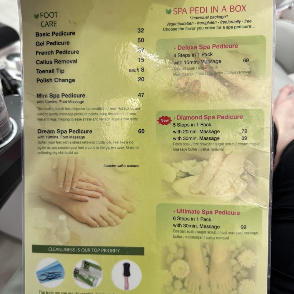 Pedicure Menu Pedicure Menu