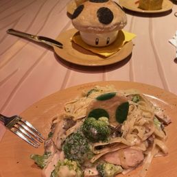 Yoshi Fettuccine Alfredo $16.99 & Super Mushroom Pizza Bowl $17.99