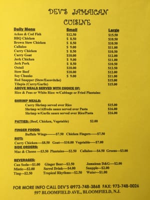 Menu photo 5 Dev's Jamaician Cuisine Bloomfield, NJ
