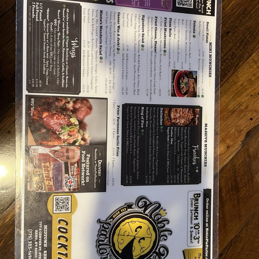 Noble Pie Parlor - Midtown - Menu - Chicken Wings Near Me - Reno, Nevada Noble Pie Parlor - Midtown - Menu - Chicken Wings Near Me - Reno, Nevada