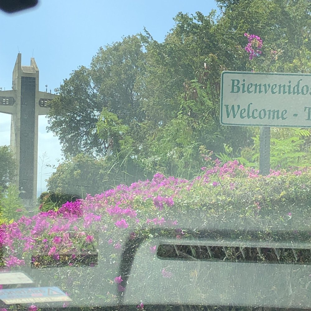 Castillo de Serrallés - Welcome sign and cross in back - Museums Near Me - Ponce, Puerto Rico Castillo de Serrallés - Welcome sign and cross in back - Museums Near Me - Ponce, Puerto Rico
