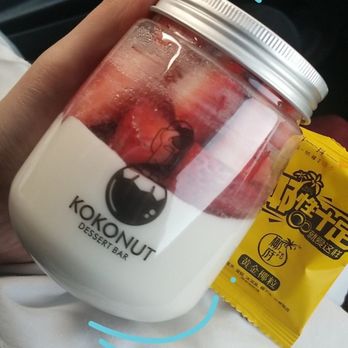 KOKONUT - Coconut Pudding with Coconut Pudding w/ Strawberry + 1 Packet Shredded Coconut - Ice Cream & Frozen Yogurt Near Me - Costa Mesa, California KOKONUT - Coconut Pudding with Coconut Pudding w/ Strawberry + 1 Packet Shredded Coconut - Ice Cream & Frozen Yogurt Near Me - Costa Mesa, California