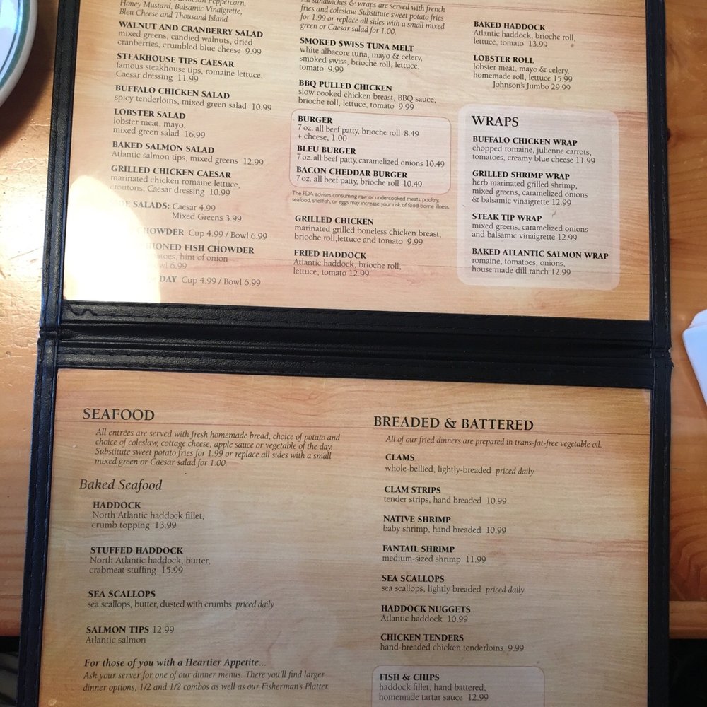 Johnson's Steak & Seafood. - Lunch menu - Seafood Near Me - North Berwick, Maine Johnson's Steak & Seafood. - Lunch menu - Seafood Near Me - North Berwick, Maine