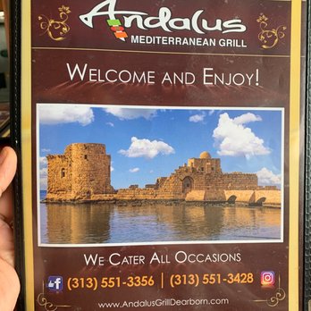 Andalus Mediterranian Grill - Front cover menu - Middle Eastern Near Me - Dearborn, Michigan