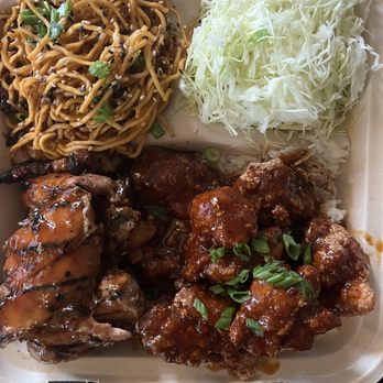 Grillbird - Sesame garlic spicy chicken, teriyaki chicken, garlic noodles and cabbage salad. - Japanese Near Me - Seattle, Washington Grillbird - Sesame garlic spicy chicken, teriyaki chicken, garlic noodles and cabbage salad. - Japanese Near Me - Seattle, Washington