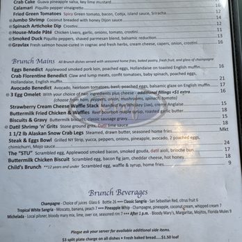 The Reef - Brunch menu. - Seafood Near Me - Saint Augustine, Florida