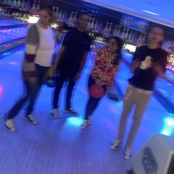 Westbrook Lanes Family Bowling Center - Someone took our pic blurry but it still shows how awesome it was.