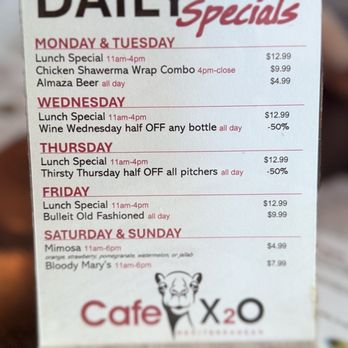 Cafe X2O, Claremont - Daily specials - Lebanese Near Me - Claremont, California