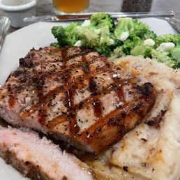 Passion fruit glazed pork chop is outstanding!  Chop moist and juicy - glaze is delicious, put doesn't overwhelm the pork.