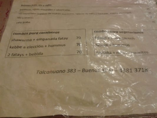 Menu photo 5 Las Mil y Una Noches Buenos Aires, C