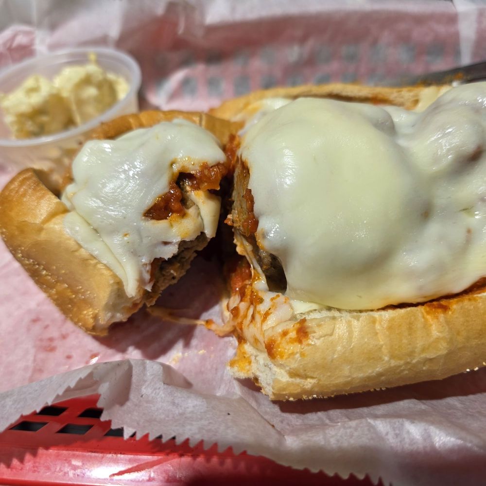 Lillian's Pizza - Meatball sandwich with side of potato salad. Soooo good! - Pizza Near Me - Pensacola, Florida Lillian's Pizza - Meatball sandwich with side of potato salad. Soooo good! - Pizza Near Me - Pensacola, Florida
