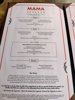 Menu photo 1 MAMA Oakland Oakland, CA