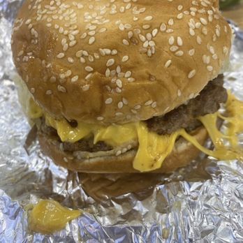 Five Guys - Double Cheeseburger with all the trimmings (no ketchup) - Hot Dogs Near Me - Des Plaines, Illinois