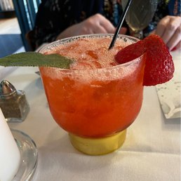 Gin with ginger and strawberries called a Pink Snap. Slightly tart. Gin with ginger and strawberries called a Pink Snap. Slightly tart.