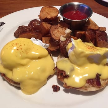 Copper Canyon Grill - Eggs Benedict with applewood bacon - American Near Me - Lanham, Maryland Copper Canyon Grill - Eggs Benedict with applewood bacon - American Near Me - Lanham, Maryland