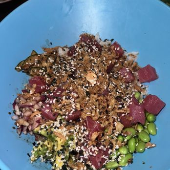 Castaways Cove - Poke Bowl with Ahi Tuna, rice and shoyu with edamame - Tiki Bars Near Me - Breckenridge, Colorado Castaways Cove - Poke Bowl with Ahi Tuna, rice and shoyu with edamame - Tiki Bars Near Me - Breckenridge, Colorado
