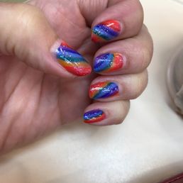 Rainbow nails after about 3 weeks!!