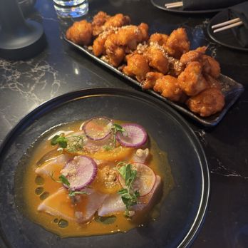 Moonraker - Hamachi crudo and tempura cauliflower - Cocktail Bars Near Me - Washington, DC, District of Columbia