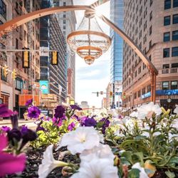 Playhouse Square - The Playhouse Square Chandelier in the springtime