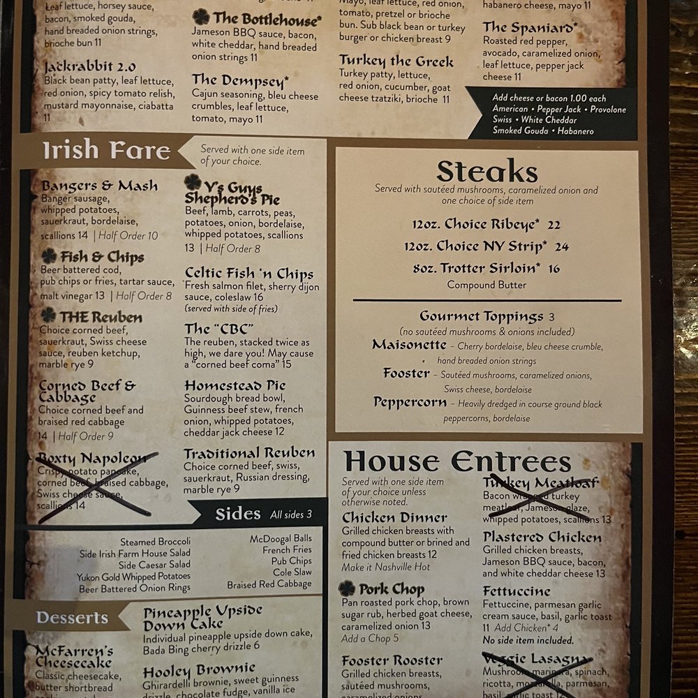 Cook McDoogal's Irish Pub - Menu - Irish Near Me - Kokomo, Indiana