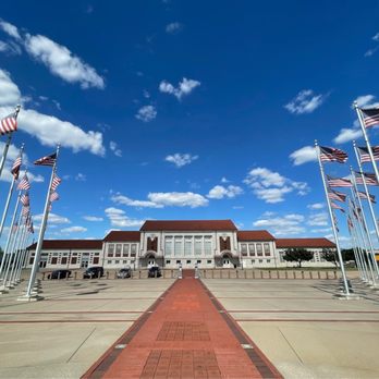 Great Overland Station - Front of the station viewed from the promenade of U.S. flags - Museums Near Me - Topeka, Kansas Great Overland Station - Front of the station viewed from the promenade of U.S. flags - Museums Near Me - Topeka, Kansas