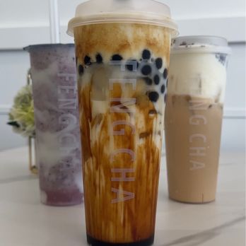 Feng Cha Teahouse - Purple Reign, Crème Brûlée Dirty Boba, Oreo Cheese Milk Tea - Bubble Tea Near Me - Fullerton, California