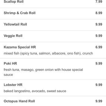 Kazama Sushi - Menu - Sushi Bars Near Me - Claremont, California Kazama Sushi - Menu - Sushi Bars Near Me - Claremont, California
