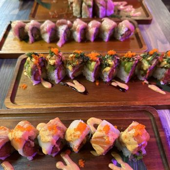 Osaka Story - Bottom to top: Aloha Lady, Sho Time, Yellowtail Lover, Jessica Albacore - Sushi Bars Near Me - Long Beach, California Osaka Story - Bottom to top: Aloha Lady, Sho Time, Yellowtail Lover, Jessica Albacore - Sushi Bars Near Me - Long Beach, California