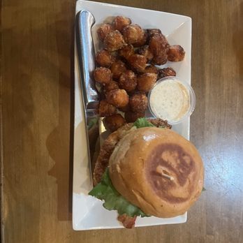Burger Republic - Bacon Chicken Ranch with sweet potato fries ($2 upcharge) - Sports Bars Near Me - Nashville, Tennessee Burger Republic - Bacon Chicken Ranch with sweet potato fries ($2 upcharge) - Sports Bars Near Me - Nashville, Tennessee