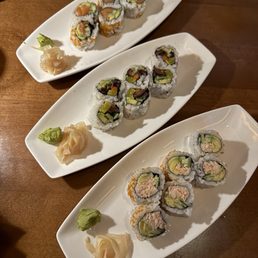 California Roll Seattle Roll Veggie Roll California Roll Seattle Roll Veggie Roll