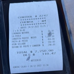 Our bill for our entire seafood meal Our bill for our entire seafood meal
