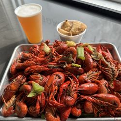 Kenney Seafood - 3 lbs of crawfish, crawfish mini pies, and a beer.