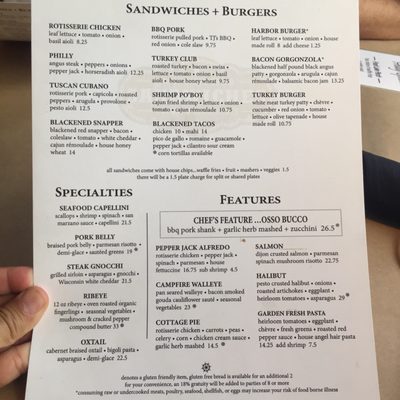 Menu photo 7 TJ's Harbor Restaurant Oshkosh, WI