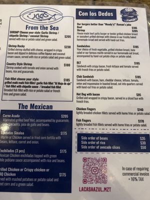 Menu photo 3 La Casa Azul Mazatlán, SIN Menu photo 3 La Casa Azul Mazatlán, SIN