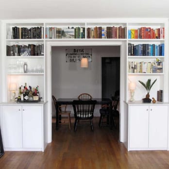 Urban Homecraft - Built-in bookshelves and custom marble-top bar - Interior Design Near Me - Brooklyn, New York