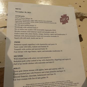Lucia - Menu - Italian Near Me - Dallas, Texas Lucia - Menu - Italian Near Me - Dallas, Texas