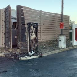 Tesla Supercharger - Looks like they had a fire... may be working, maybe not.