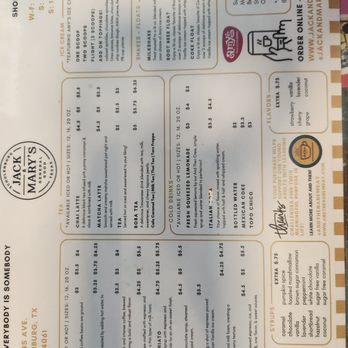 Jack & Mary’s - Menu - Coffee & Tea Near Me - Schulenburg, Texas