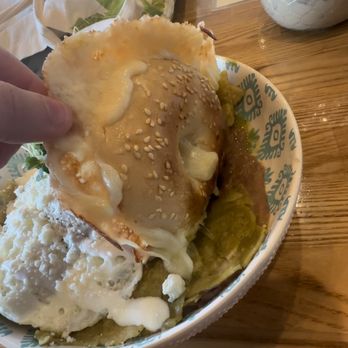 Coffee Crush - Chilaquiles, Half of bagel YUM - Coffee & Tea Near Me - San Antonio, Texas